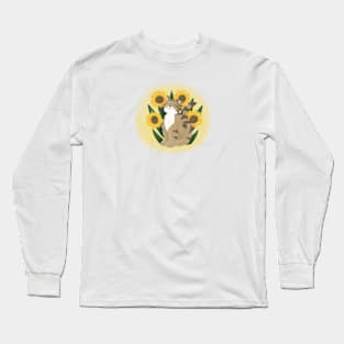 Cute tabby cat with flowers Long Sleeve T-Shirt